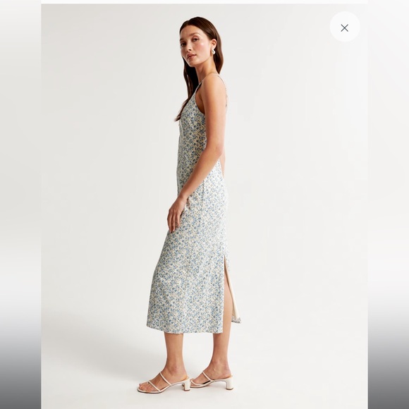 Abercrombie Stretch Column Midi Dress in White Floral - Picture 2 of 5